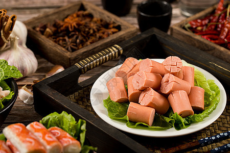 火锅配菜食材开花肠图片