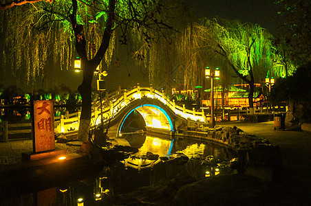 济南大明湖夜景背景图片