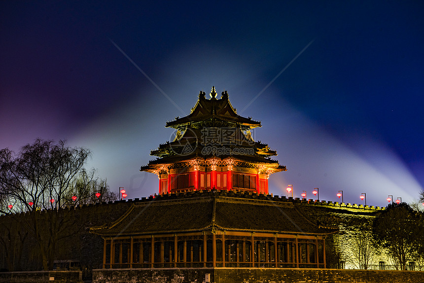 北京故宫紫禁城角楼灯会图片