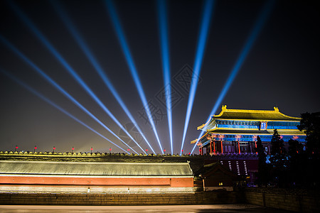 北京故宫紫禁城神武门灯会背景图片