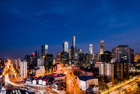 城市写字楼北京夜景城市建筑群背景