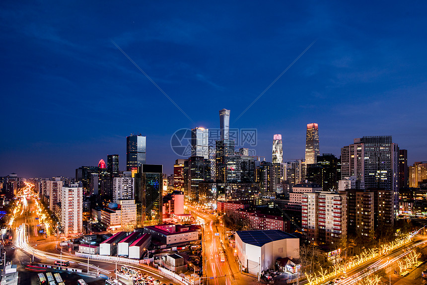 北京夜景城市建筑群图片