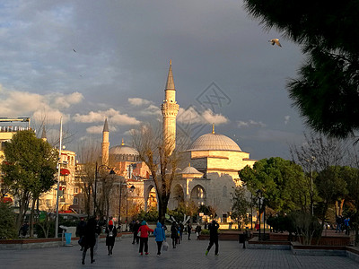 土耳其 圣索菲亚教堂和蓝色清真寺高清图片