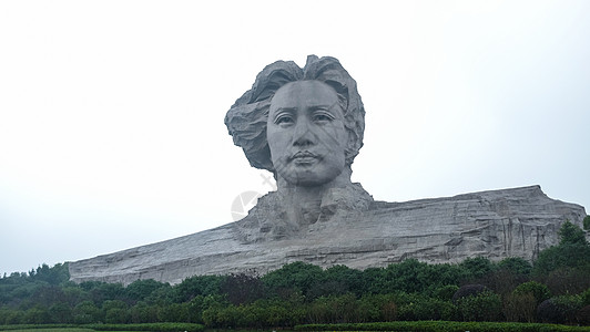 历史人物长沙橘子洲头毛泽东雕像背景