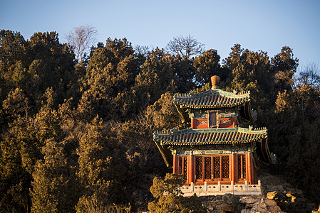 北京旅游颐和园冬日建筑背景