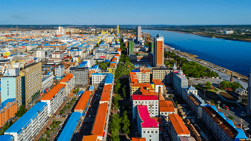 黑河城市航拍图片