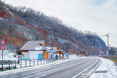 日本建筑北海道冬天建筑背景