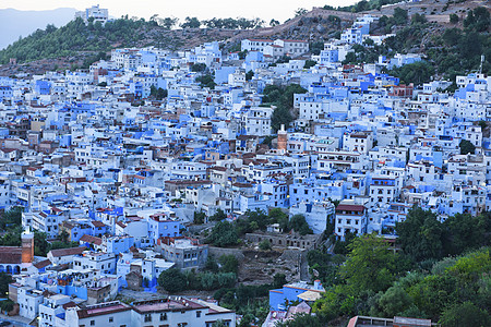 摩洛哥蓝色之城舍夫沙万高清图片