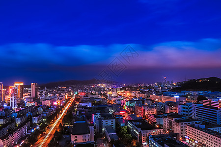 威海城市夜景交通高清图片素材