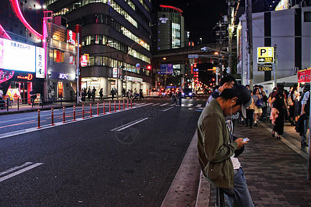 大阪街道夜景夜晚大阪街头背景