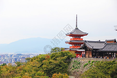 日本古建筑日本京都清水寺佛塔背景