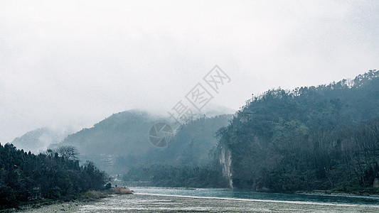 竖版水墨画都江堰风光背景