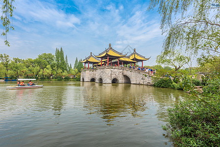 五泄江苏扬州瘦西湖春季风光背景