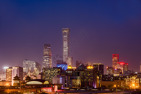 北京CBD城市夜景建筑背景图片