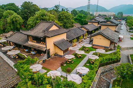 天下第一航拍古镇民宿集群背景