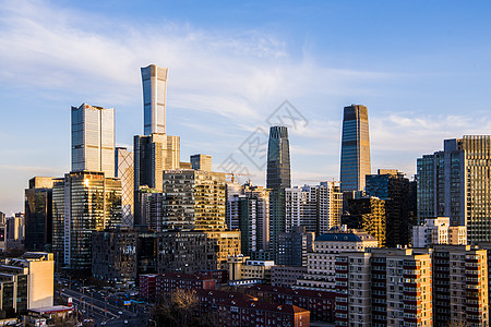 豪华大酒店北京CBD城市建筑群背景