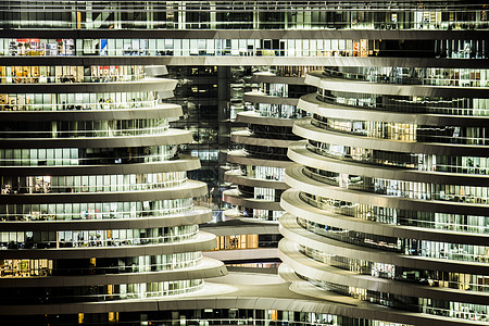 光华路SOHO北京银河SOHO夜景建筑背景