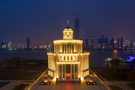 武汉江滩防汛博物馆夜景高清图片