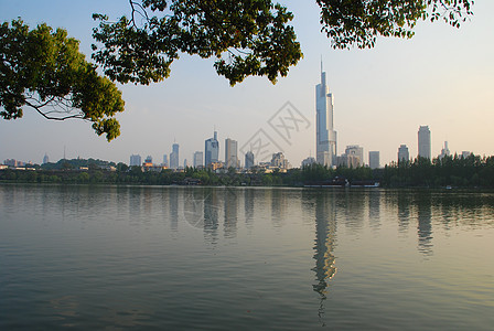 玄武湖建筑景色背景图片