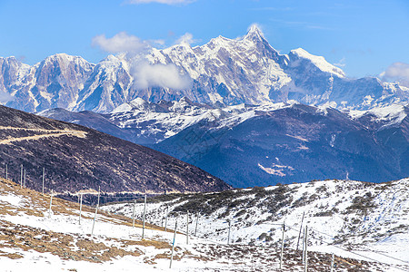 雪山脉西藏林芝色季拉山口背景