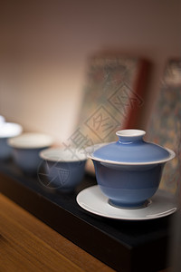 青花瓷茶杯盖碗茶具高清图片