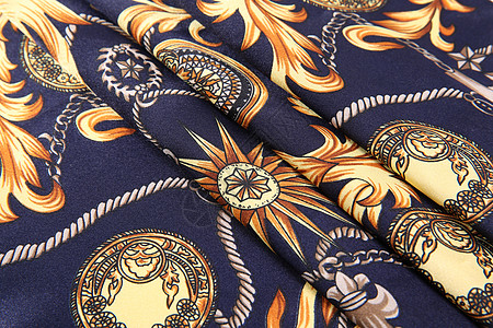 丝巾蓝色花纹布料图案高清图片