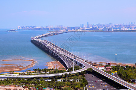 俯瞰厦门岛厦门集美大桥全景背景