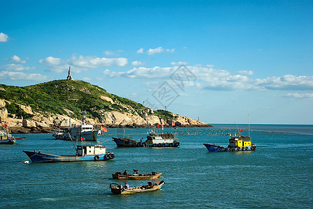 蓝天白云大海浙江舟山东极岛海岛风光背景