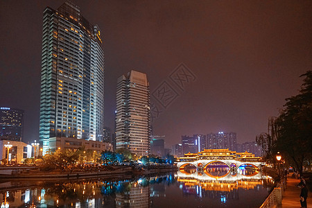 成都九眼桥夜景背景图片