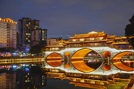 成都九眼桥夜景背景图片