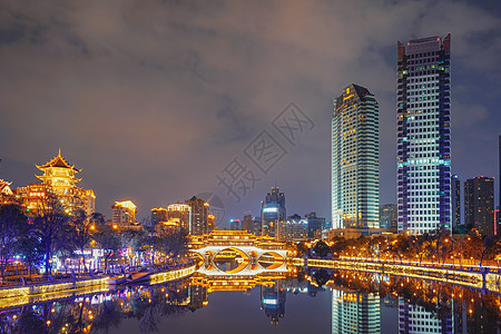 成都九眼桥夜景背景图片