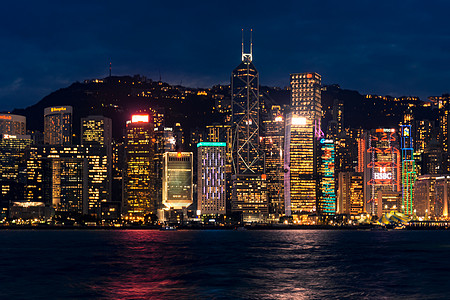 香港维多利亚港全景香港维多利亚港夜景背景