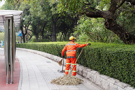 打扫卫生表情包城市环卫工人背景