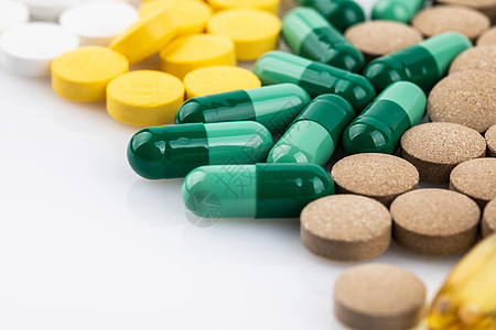 彩色药片药品与医疗背景