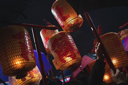 夜晚灯广东潮汕元宵节民俗活动“贺灯”背景