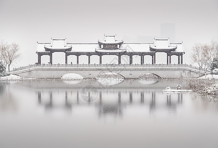 武汉景色武汉沙湖公园雪景背景