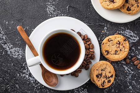 月饼与原材料咖啡与咖啡豆背景