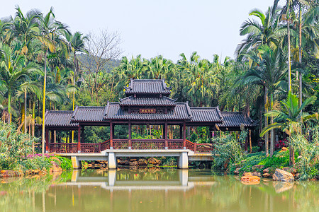 建筑连廊南宁映塔廊桥背景