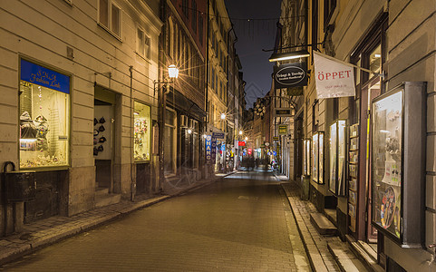 瑞典首都斯德哥尔摩老城夜景图片