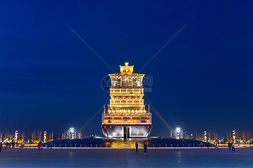 西安昆明池夜景图片