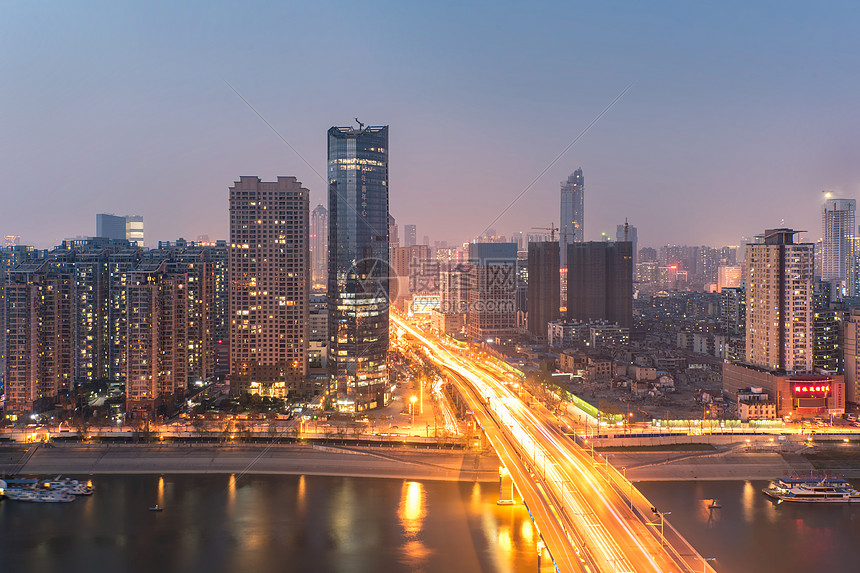 湖北武汉汉口江滩夜景