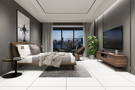 现代简装卧室高清图片