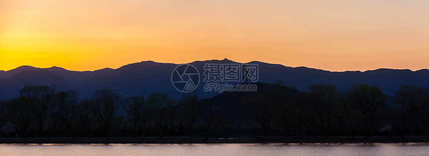 北京玉泉山日落图片