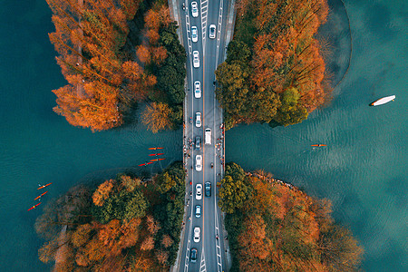 城市公路航拍西湖背景