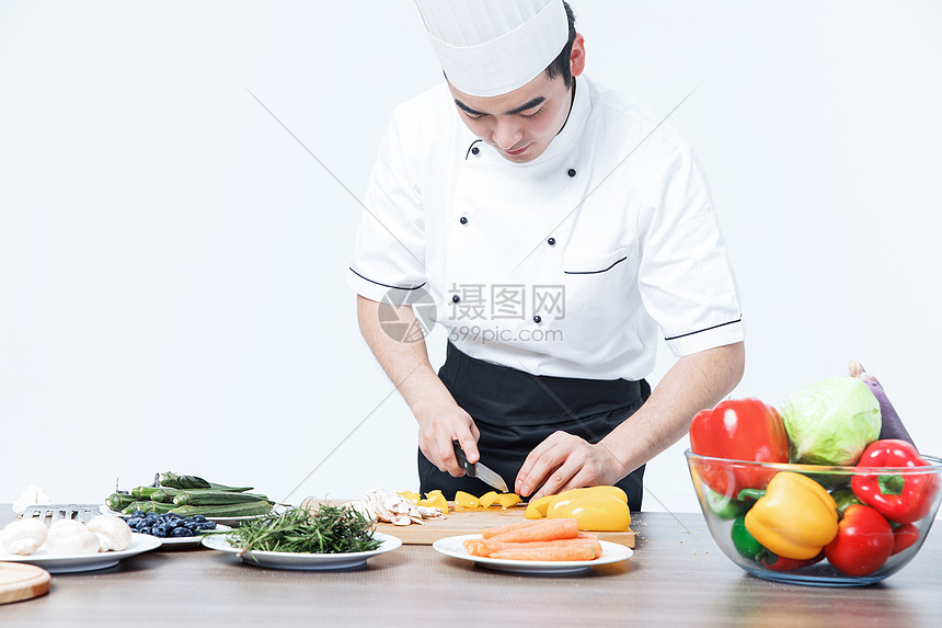 照片 人物情感 西餐厨师切菜.