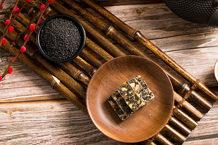 中式传统小吃黑芝麻花生糖背景