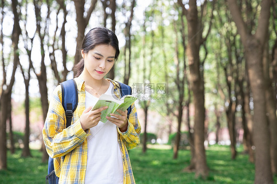 青年女性户外阅读图片