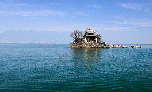 云南昆明大理洱海风景洱海双廊桥风光背景