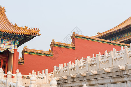 北京旅游红色故宫城墙围墙背景