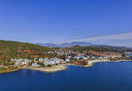 抚仙湖游船云南澄江抚仙湖孤岛背景